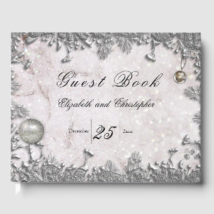 Elegant Winter Christmas Wedding Guest Book