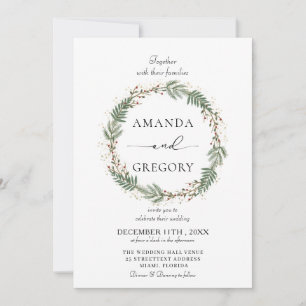 Elegant Winter Christmas  Wedding Party Invitation