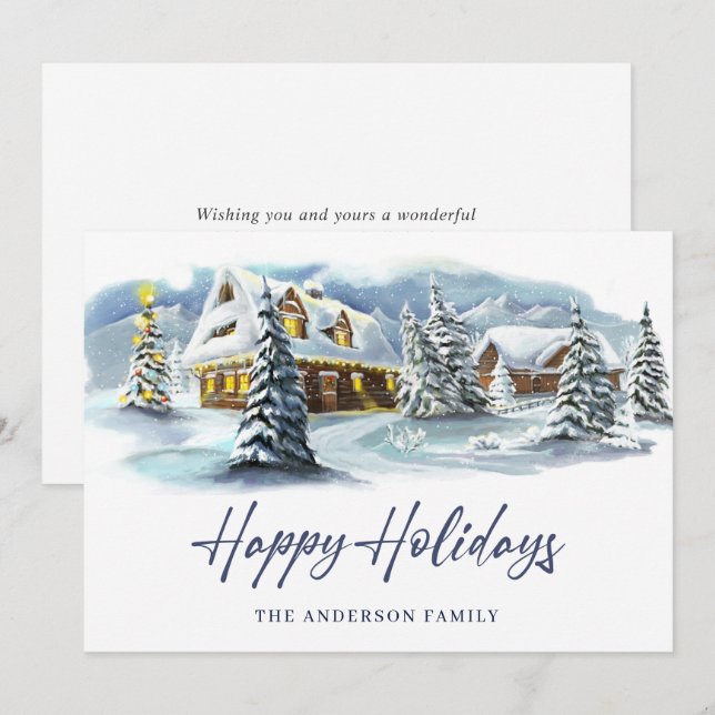Elegant Winter Country Land Christmas Greeting Holiday Card (Front/Back)