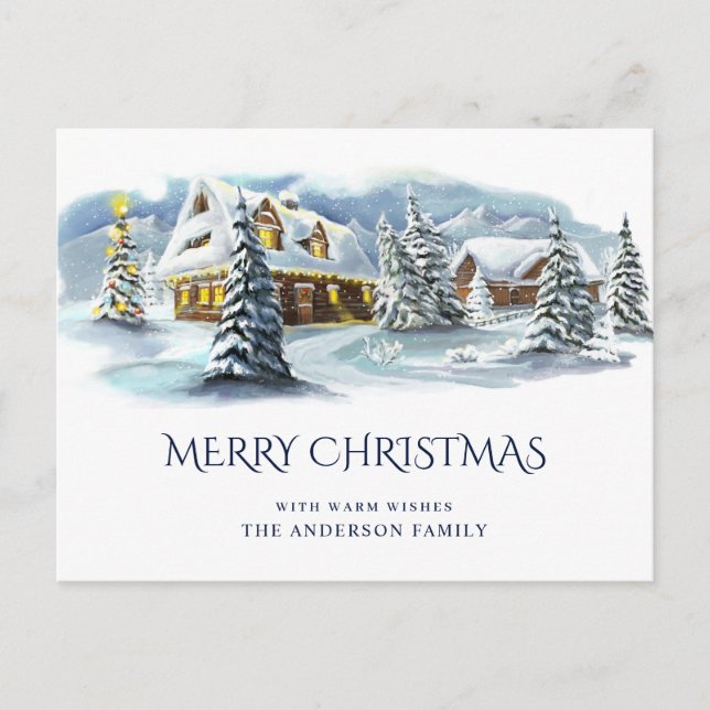 Elegant Winter Country Land Christmas Greeting Postcard (Front)
