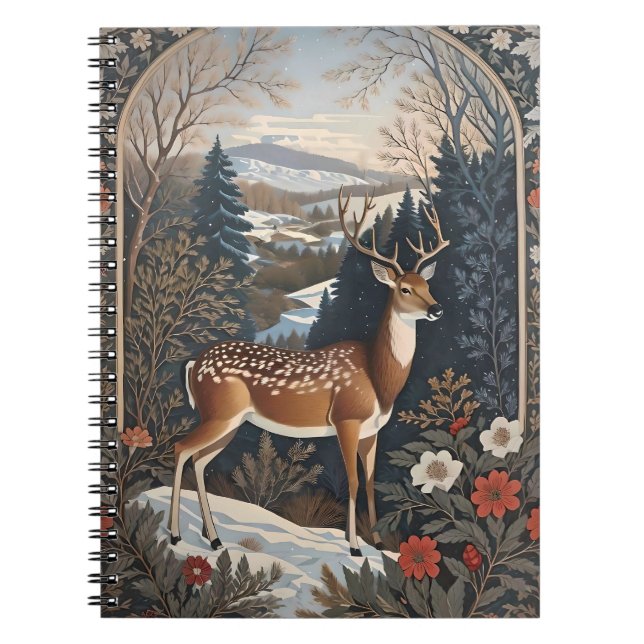 Elegant Winter Deer Nature Design Notebook (Front)