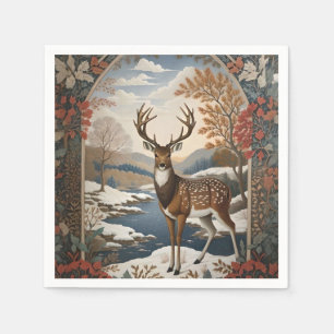 Elegant Winter Deer Winter Scene Napkin