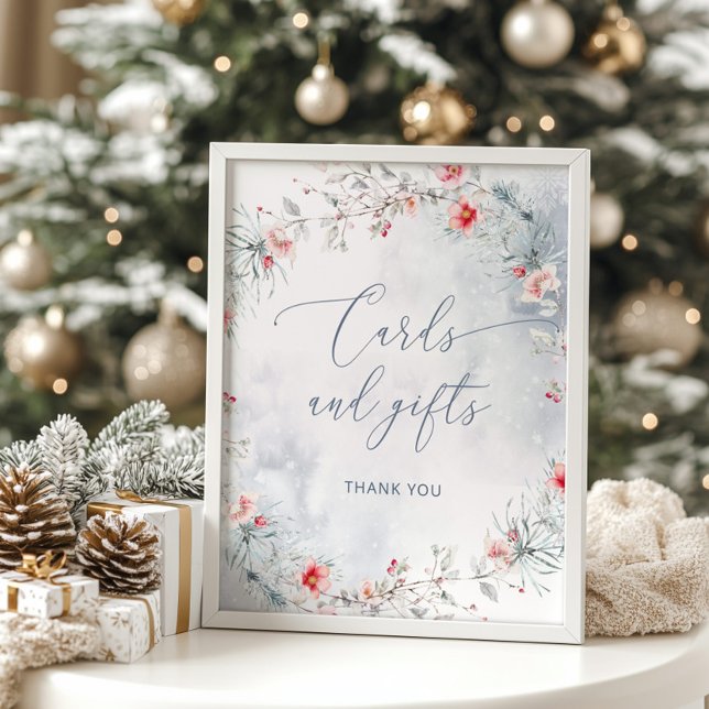 Elegant winter Dusty Blue Snow Cards and gifts Poster (Creator Uploaded)