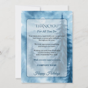 Elegant Winter Employee Christmas Appreciation Thank You Card