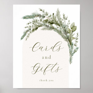Elegant Winter Evergreen Arch Cards and Gifts Sign