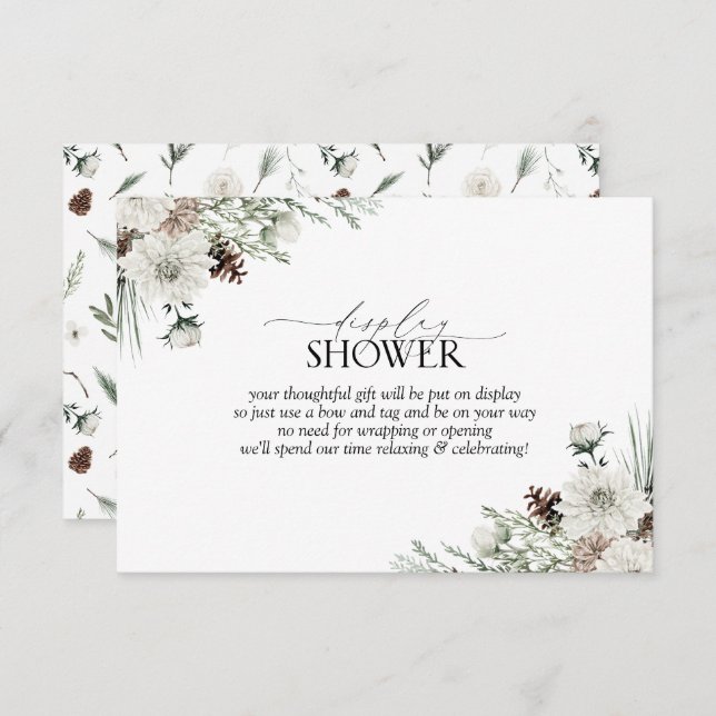 Elegant Winter Evergreen Display Shower Enclosure Card (Front/Back)