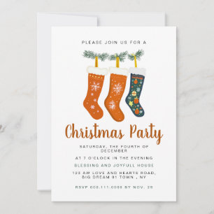Elegant Winter Festive Clothesline Christmas Party Invitation