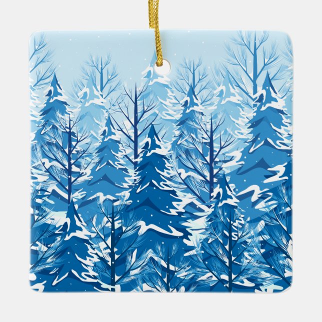 Elegant Winter Fir Trees Christmas | Ornament (Front)