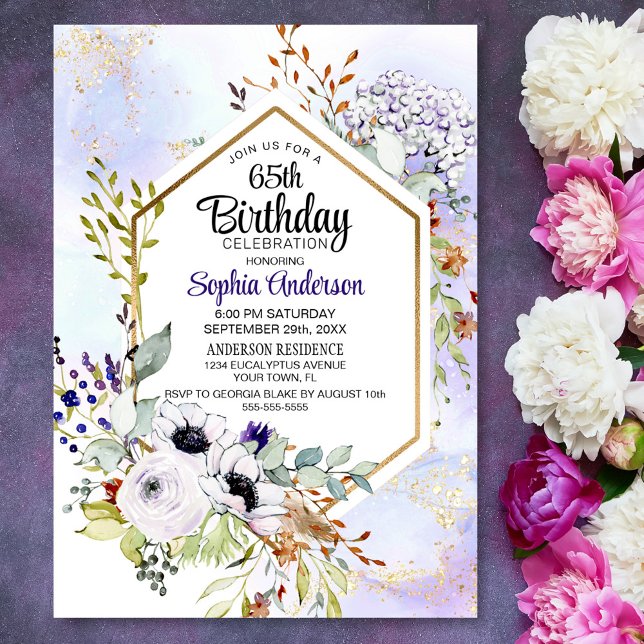 Elegant Winter Floral Any Age Birthday Party Invitation (Creator Uploaded)