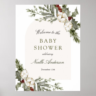 Elegant Winter Floral Arch Baby Shower Poster