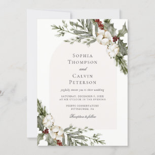 Elegant Winter Floral Arch Wedding Invitation