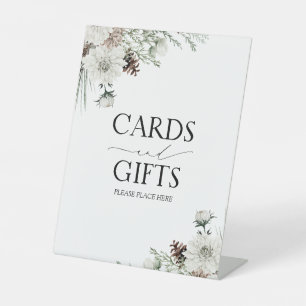 Elegant Winter Floral Bridal Shower Cards & Gifts Pedestal Sign