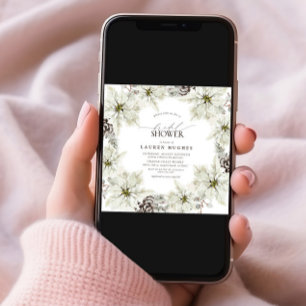 Elegant  Winter Floral Bridal Shower  Invitation