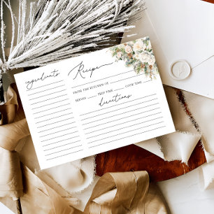 Elegant Winter Floral Bridal Shower Recipe Card