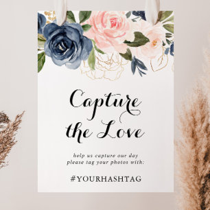 Elegant Winter Floral Capture the Love Hashtag Poster