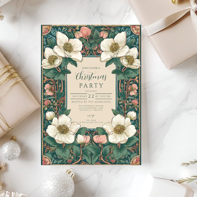 Elegant Winter Floral Christmas Invitation (Creator Uploaded)