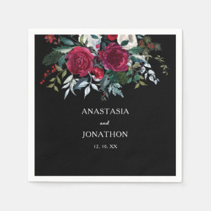 Elegant Winter Floral Christmas Wedding  Napkin