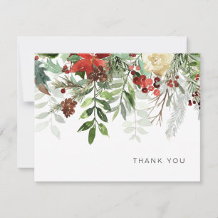 Elegant Winter Floral Greenery Thank You Cards