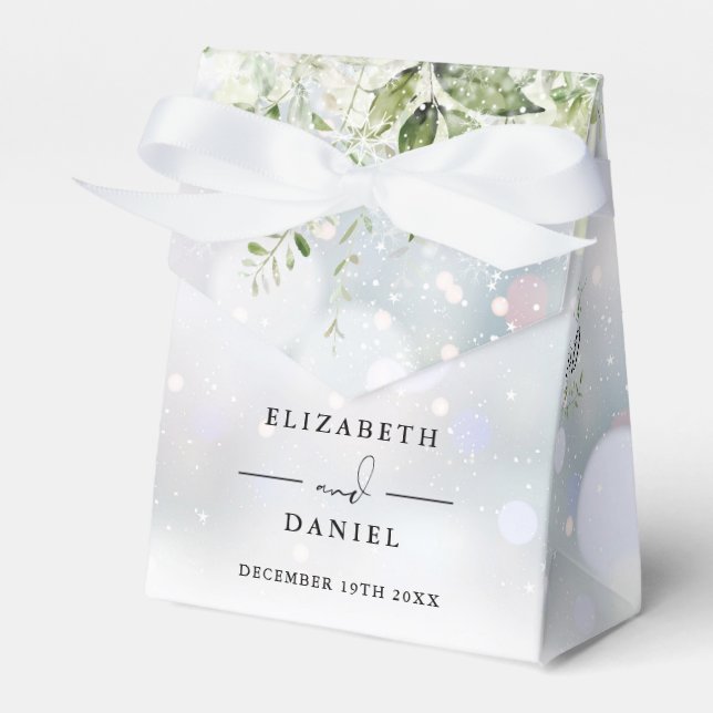 Elegant Winter Floral Greenery Wedding Favour Box (Front Side)