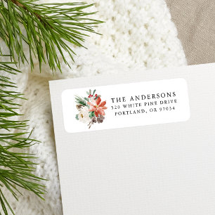 Elegant Winter Floral Holiday Return Address