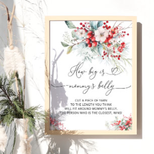 Elegant Winter Floral How Big is Mummy's Belly Poster