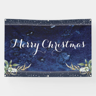 Elegant Winter Floral Merry Christmas Banner
