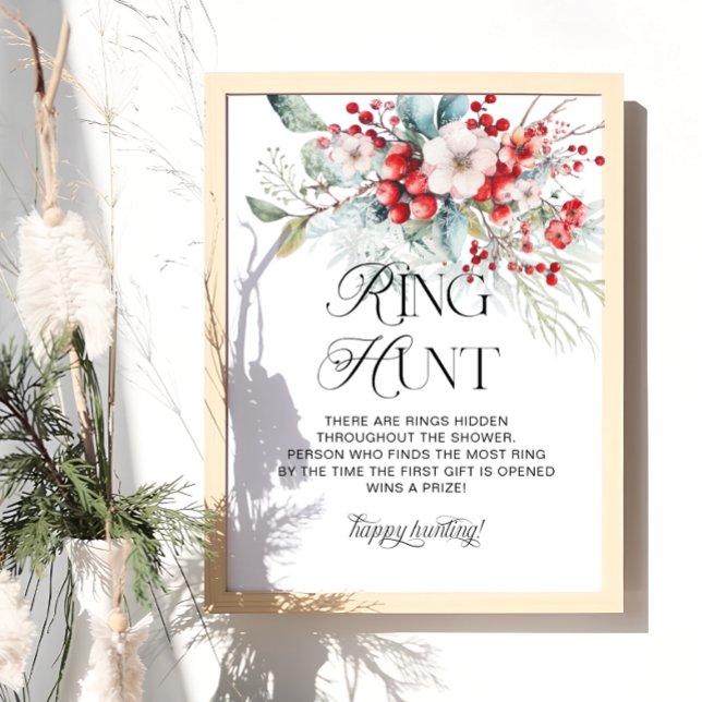 Elegant Winter Floral Ring Hunt Bridal Shower Game Poster (Creator Uploaded)