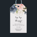 Elegant Winter Floral Sip Sip Hooray Bridal Shower Gift Tags<br><div class="desc">These elegant winter floral sip sip hooray bridal shower gift tags are perfect for a modern wedding shower. The design features beautiful hand-painted dark blue,  blue,  navy,  pink ,  blush,  gold flowers and green foliage,  bunched into elegant bouquets.</div>