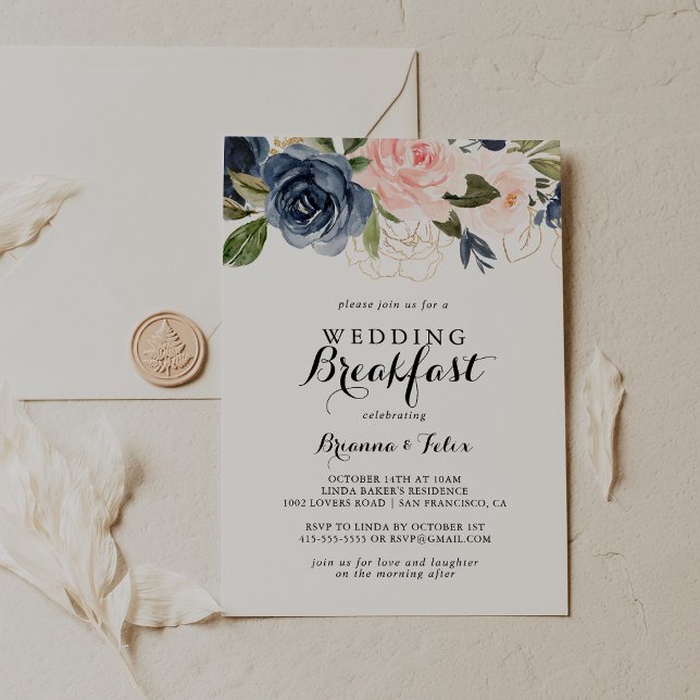 Elegant Winter Floral Wedding Breakfast Invitation (Creator Uploaded)