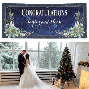 Elegant Winter Floral Wedding Congratulations Banner