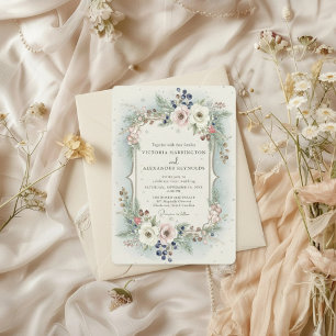 Elegant Winter Floral Wedding Invitation