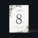 Elegant Winter Floral Wedding Table Number Card<br><div class="desc">Elegant Winter Floral Wedding Table Number Card. (1) Please customise this template one by one (e.g, from number 1 to xx) , and add each number card separately to your cart. (2) For further customisation, please click the "customise further" link and use our design tool to modify this template. (3)...</div>