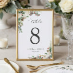 Elegant Winter Floral Wedding Table Number Card<br><div class="desc">Elegant Winter Floral Wedding Table Number Card. (1) Please customise this template one by one (e.g, from number 1 to xx) , and add each number card separately to your cart. (2) For further customisation, please click the "customise further" link and use our design tool to modify this template. (3)...</div>