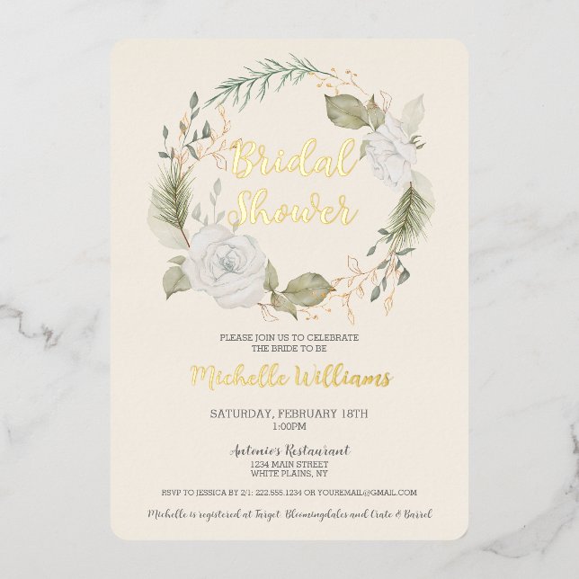 Elegant Winter Floral Wreath Bridal Shower (Front)