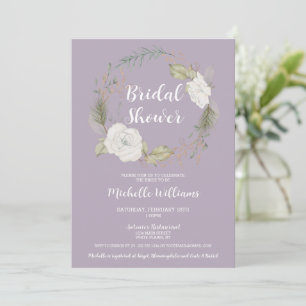 Elegant Winter Floral Wreath Bridal Shower Invitation