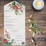 Elegant Winter Flowers, Berries & Pine QR Code All In One Invitation<br><div class="desc">This All-in-One wedding invitation is designed to encapsulate the enchanting essence of winter with elegant bouquets of flowers, berries, and pine that beautifully marries the romance of your love story with the charm of the winter season. The All-in-One wedding invitations are both beautiful and practical by combining the wedding invitation...</div>