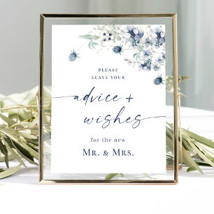 Elegant Winter Foliage Advice & Wishes Wedding Poster