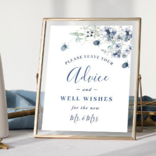 Elegant Winter Foliage Advice & Wishes Wedding Poster