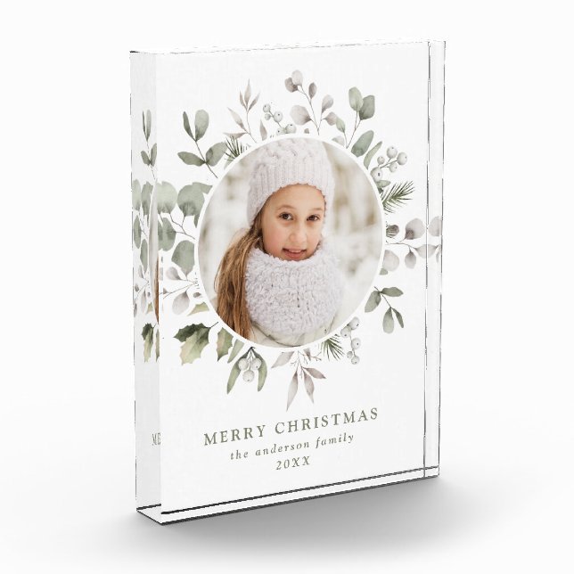 Elegant Winter Foliage and Snowberries Photo (Left)