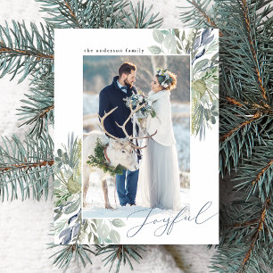 Elegant Winter Foliage Frame Holiday Photo Postcard