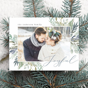 Elegant Winter Foliage Frame   Holiday Photo Postcard