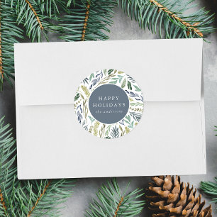 Elegant Winter Foliage   Holiday Classic Round Sticker