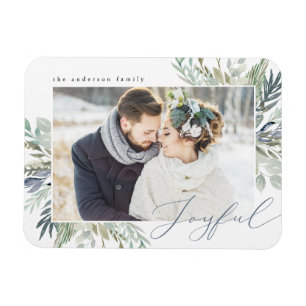 Elegant Winter Foliage Holiday Photo Magnet