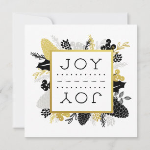 Elegant Winter Foliage JOY Christmas Holiday Card