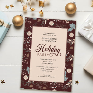 Elegant Winter Foliage Office Holiday Party Invitation