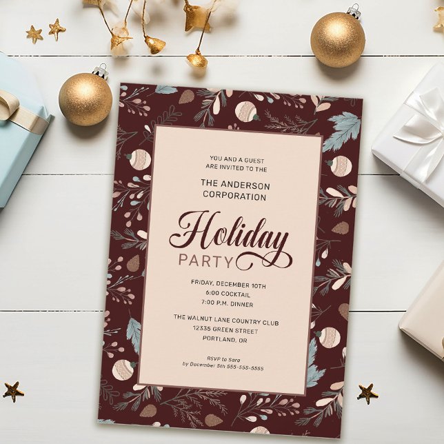 Elegant Winter Foliage Office Holiday Party Invitation (Creator Uploaded)