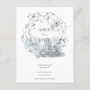 Elegant Winter Foliage Wedding Save The Date Announcement Postcard
