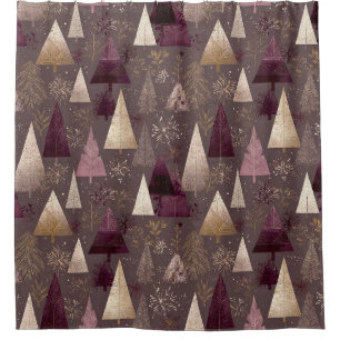 Elegant Winter Forest Christmas Pattern (1) Shower Curtain