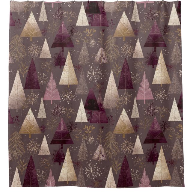Elegant Winter Forest Christmas Pattern (1) Shower Curtain (Front)