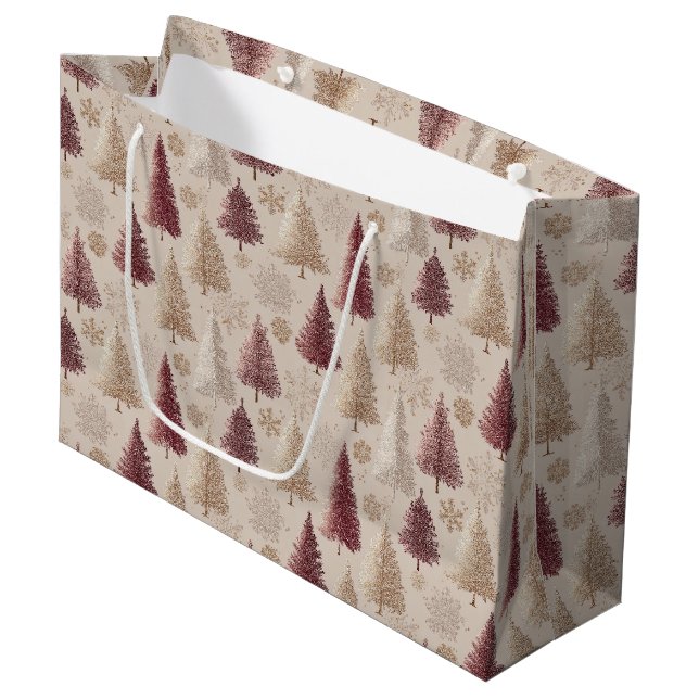 Elegant Winter Forest Christmas Pattern (6) Large Gift Bag (Front Angled)